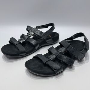 VIONIC AMBER Black Leather Slingback Sandals Comfort Arch Support Women Size 10